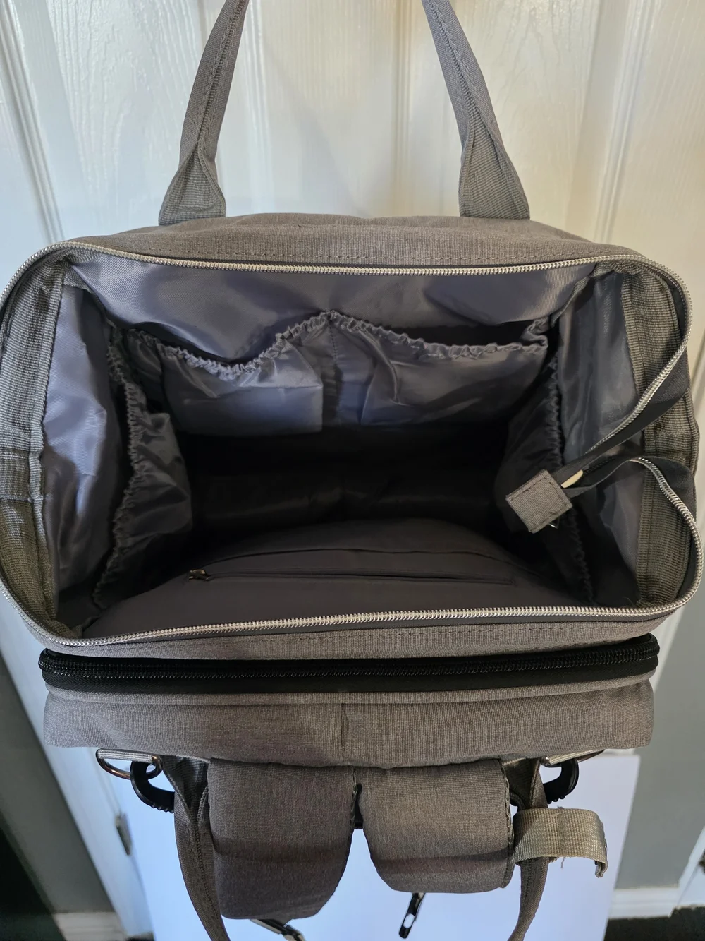 Gray Baby Diaper Backpack - Practical Hands-Free Baby Bag